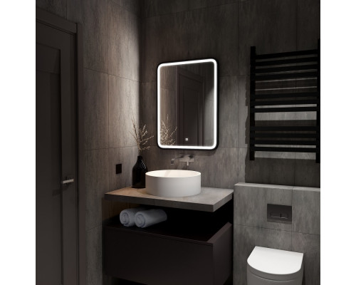 Зеркало с подсветкой для ванной комнаты Моника в черной металлической раме